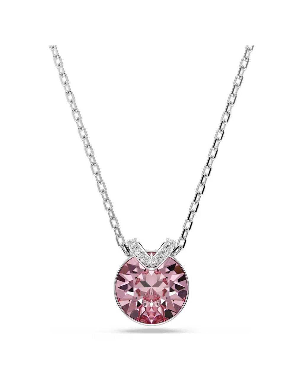 Bella V pendant Round cut, Pink, Rhodium plated 5734230