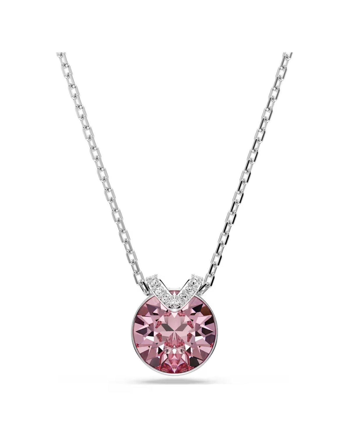 Bella V pendant Round cut, Pink, Rhodium plated 5734230