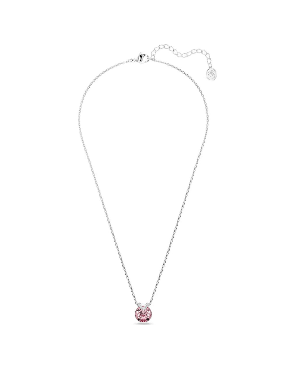 Bella V pendant Round cut, Pink, Rhodium plated 5734230