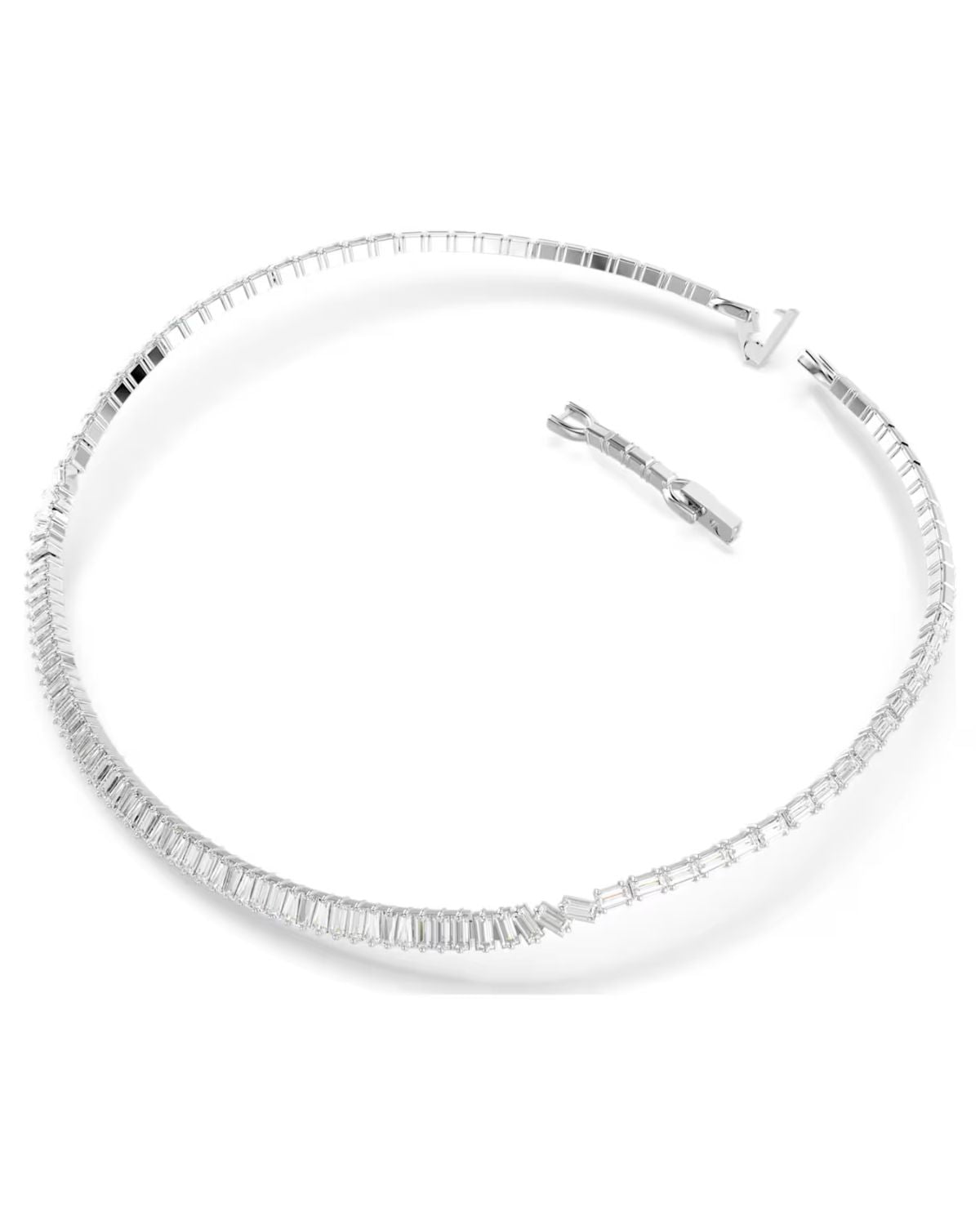 Matrix necklace Baguette cut, White, Rhodium plated 5727111