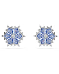 Magic stud earrings Snowflake, Blue, Rhodium plated 5734242