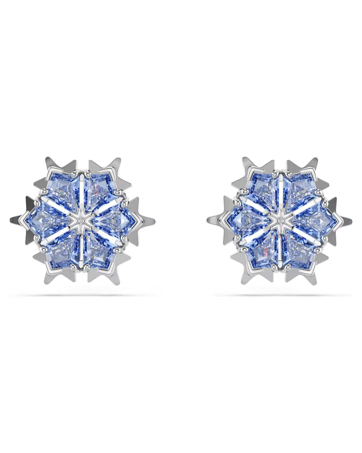 Magic stud earrings Snowflake, Blue, Rhodium plated 5734242