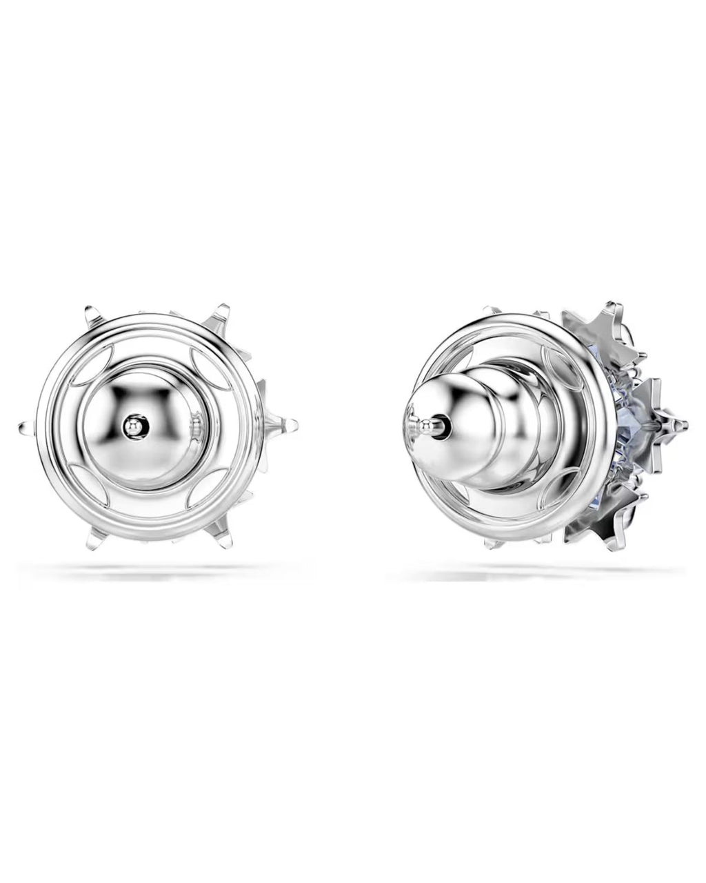 Magic stud earrings Snowflake, Blue, Rhodium plated 5734242