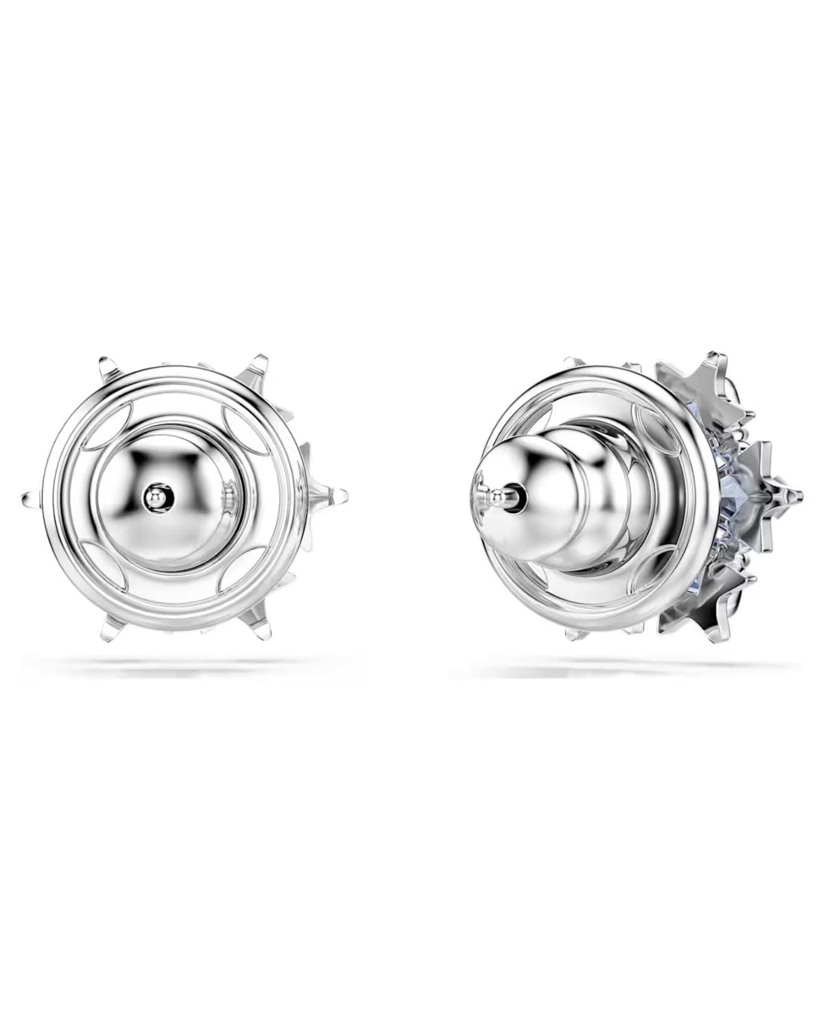 Magic stud earrings Snowflake, Blue, Rhodium plated 5734242