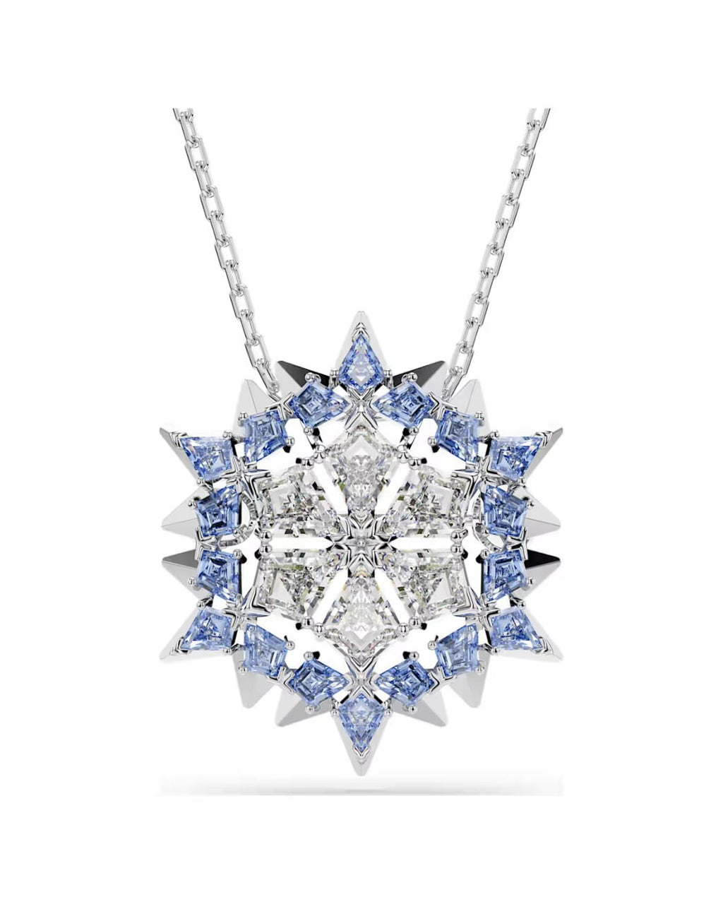 Magic pendant and brooch Snowflake, Blue, Rhodium plated 5737619