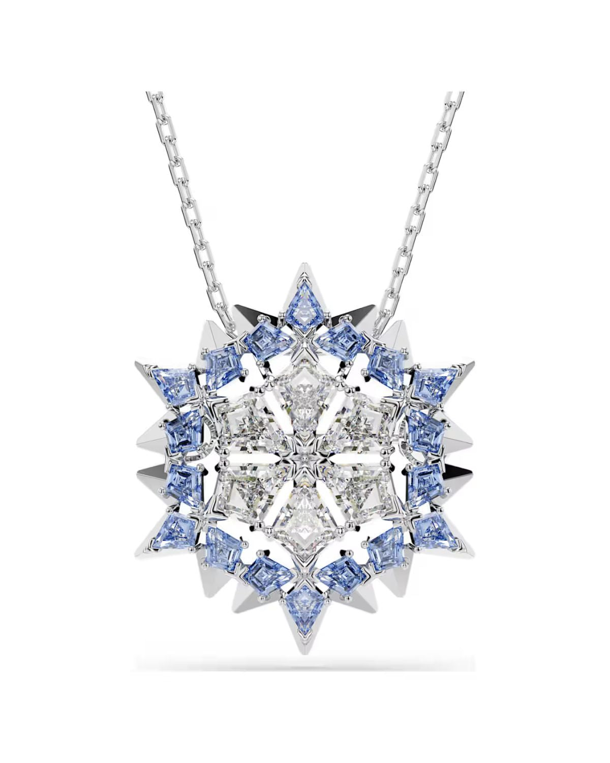 Magic pendant and brooch Snowflake, Blue, Rhodium plated 5737619