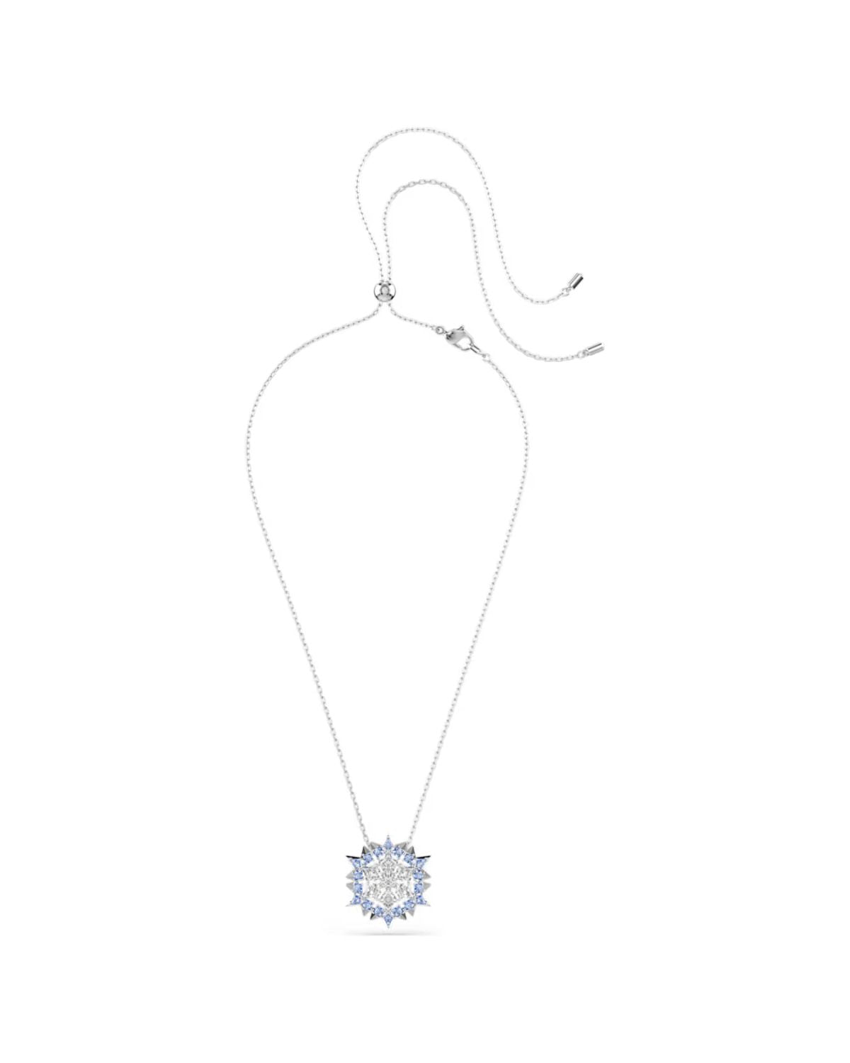 Magic pendant and brooch Snowflake, Blue, Rhodium plated 5737619