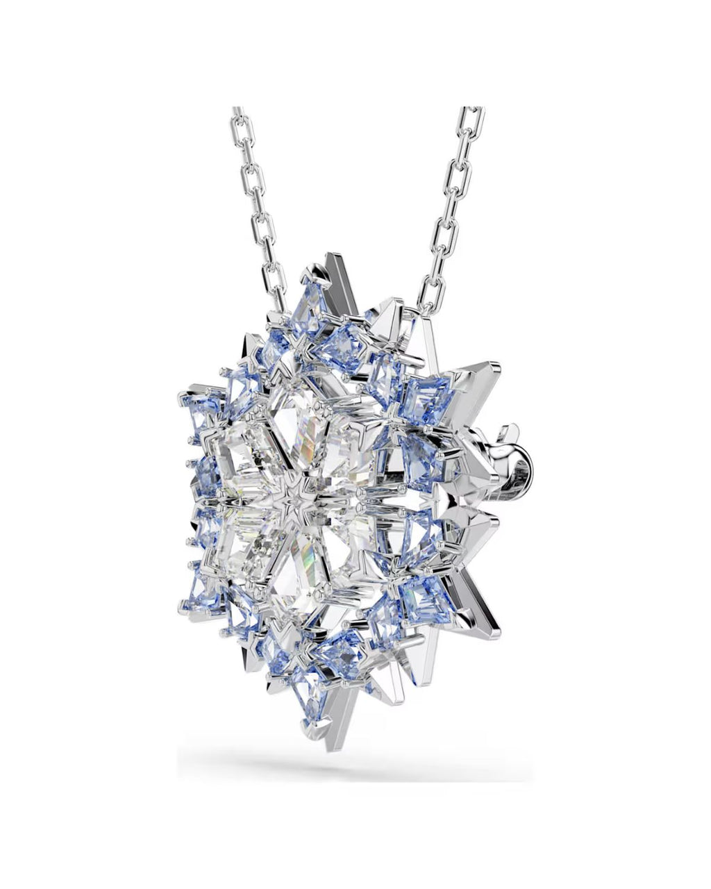 Magic pendant and brooch Snowflake, Blue, Rhodium plated 5737619