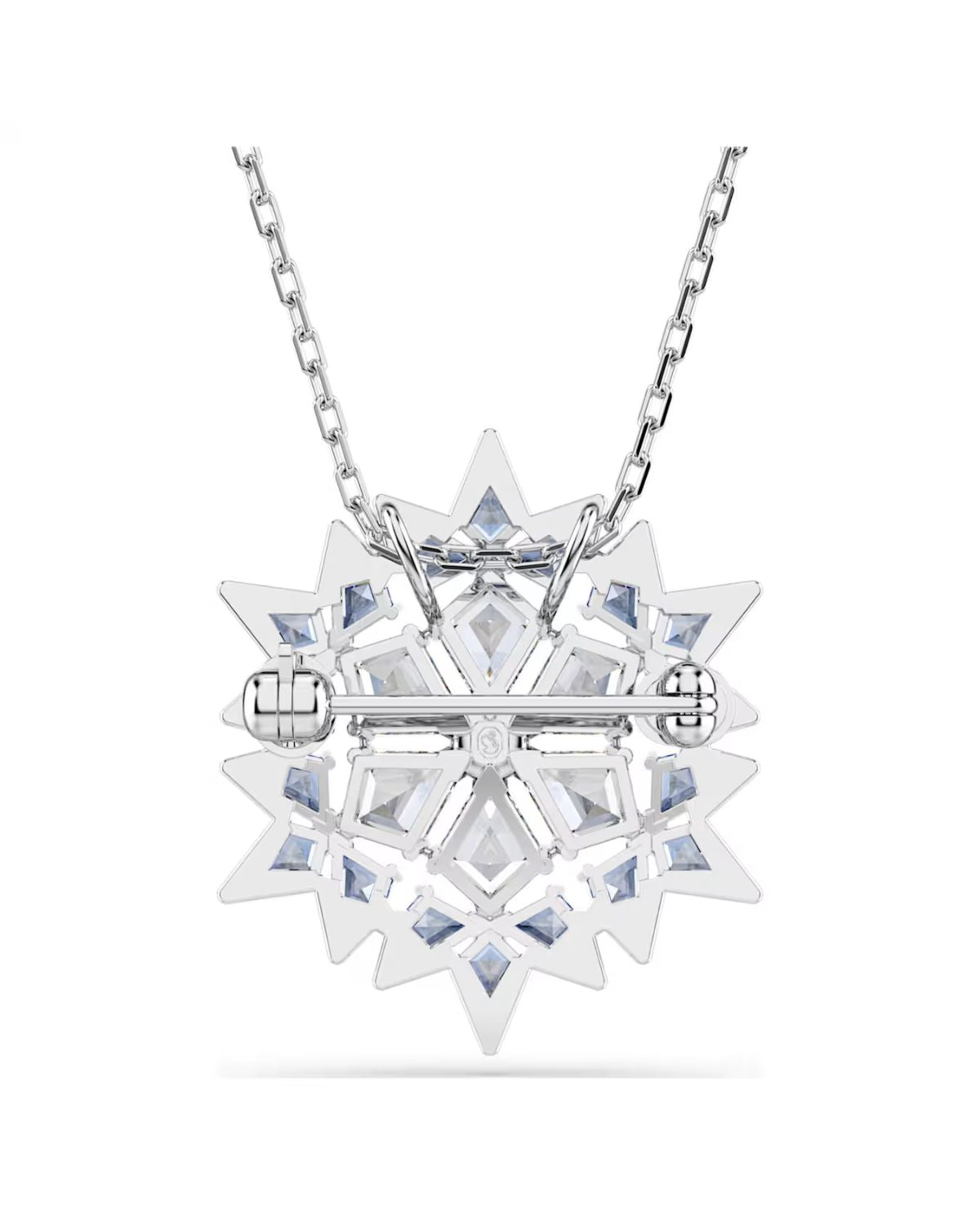 Magic pendant and brooch Snowflake, Blue, Rhodium plated 5737619