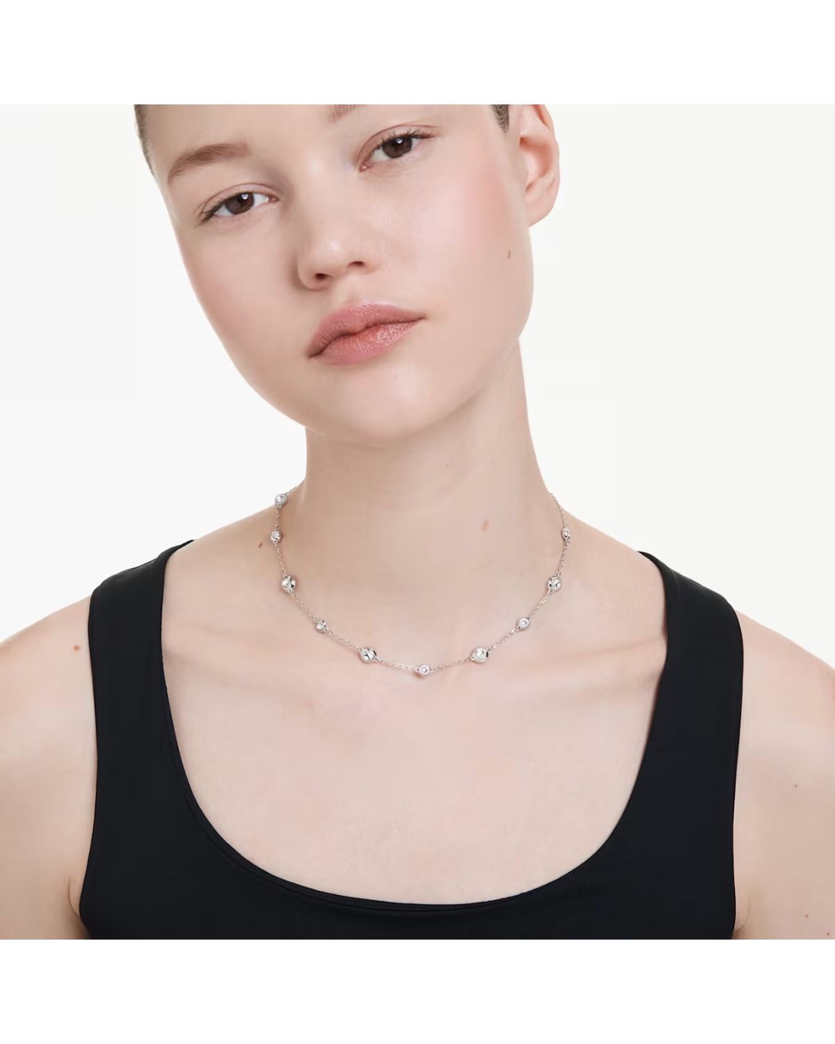 Una Angelic necklace Round cut, Double sided motifs, White, Rhodium plated 5732275