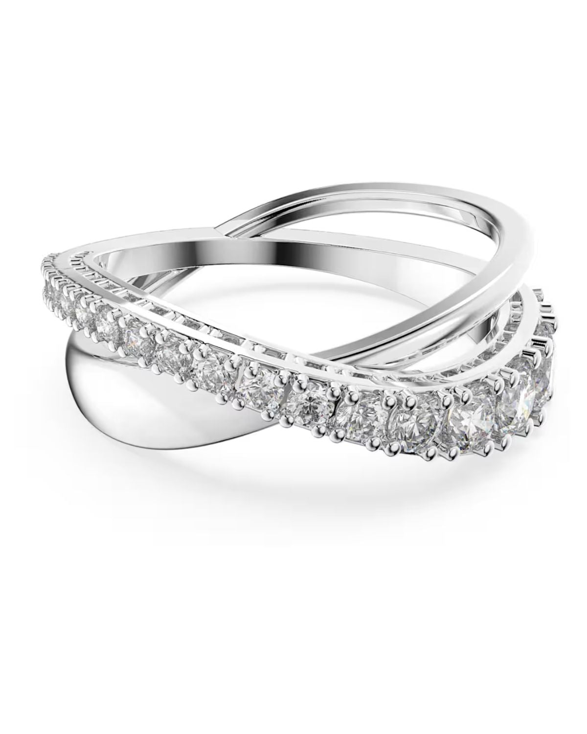 Hyperbola ring Round cut White Rhodium plated Size 50 5572716