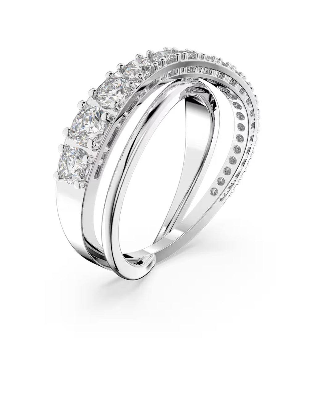 Hyperbola ring Round cut White Rhodium plated Size 50 5572716