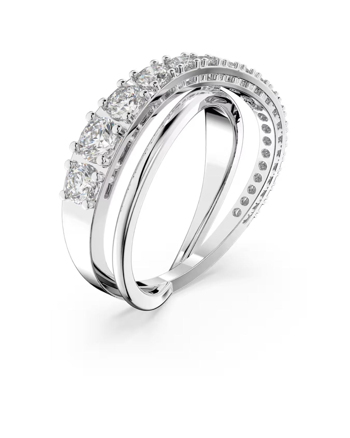Hyperbola ring Round cut White Rhodium plated Size 50 5572716