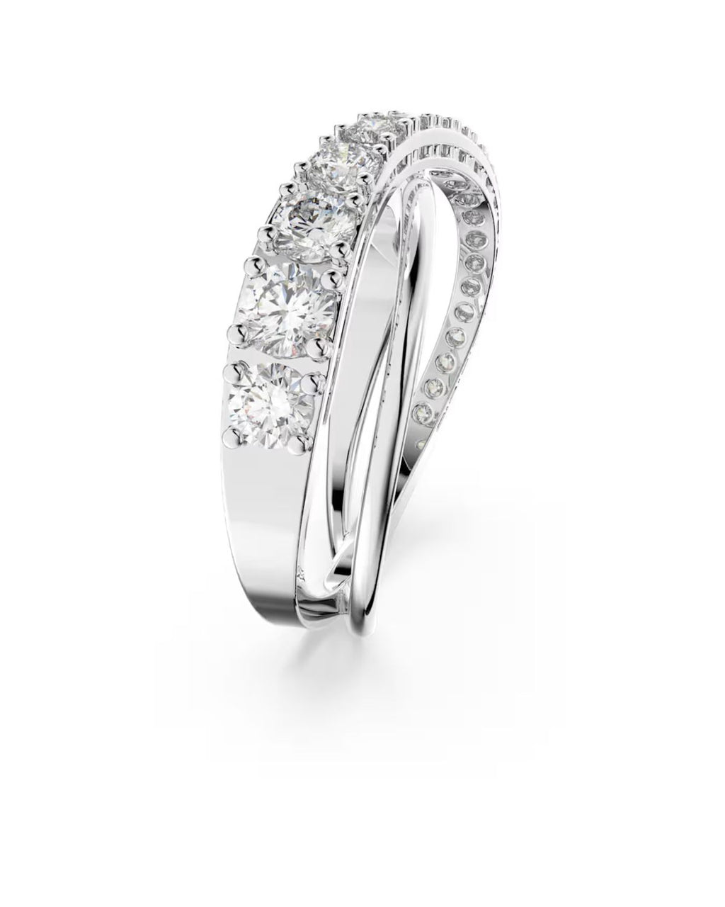 Hyperbola ring Round cut White Rhodium plated Size 50 5572716