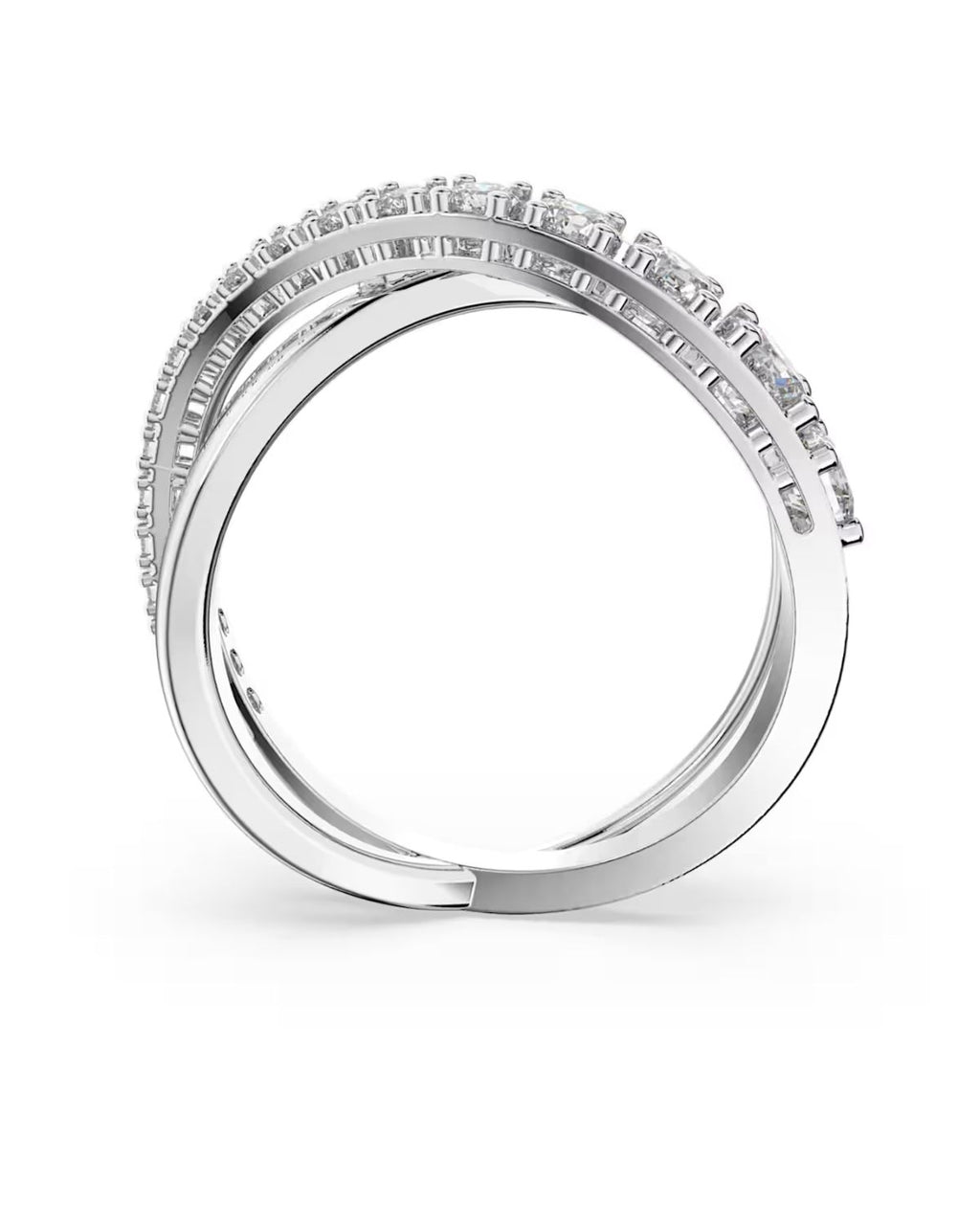Hyperbola ring Round cut White Rhodium plated Size 50 5572716