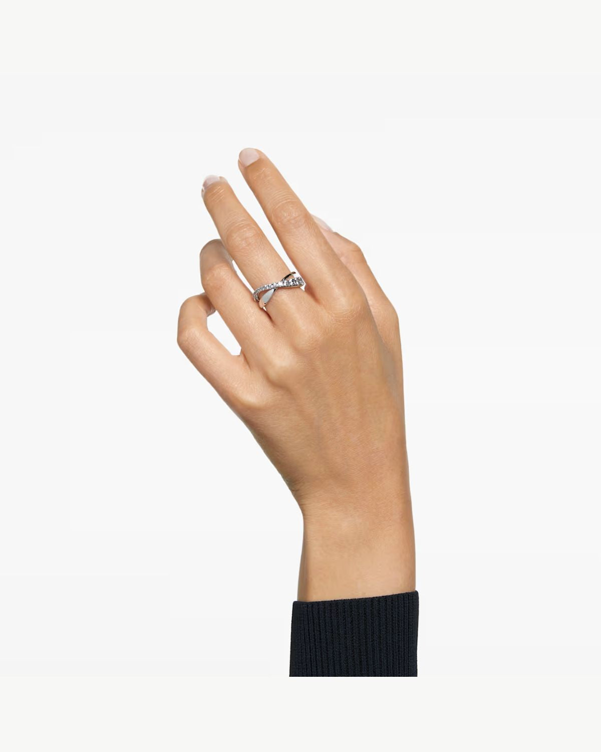 Hyperbola ring Round cut White Rhodium plated Size 50 5572716