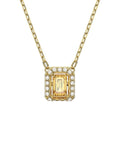 Millenia necklace Square Swarovski zirconia, Yellow, Gold-tone plated
