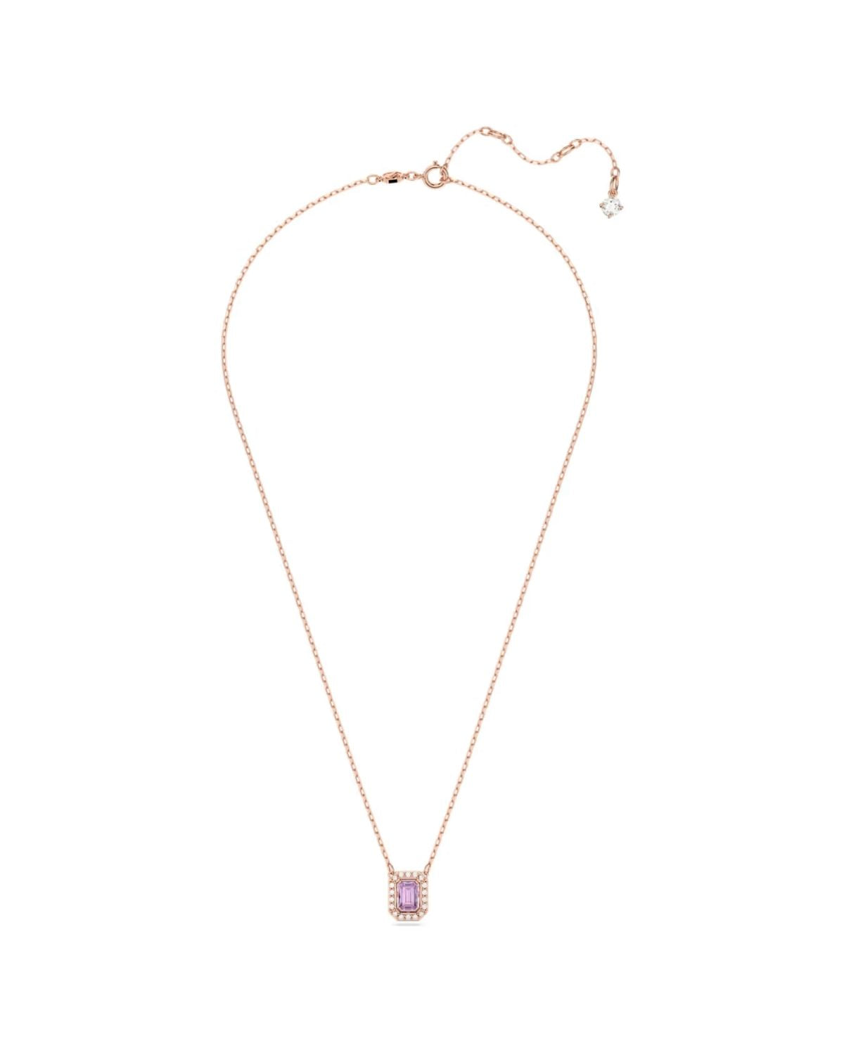 SWAROVSKI Una necklace Octagon cut, Purple, Rose gold-tone plated