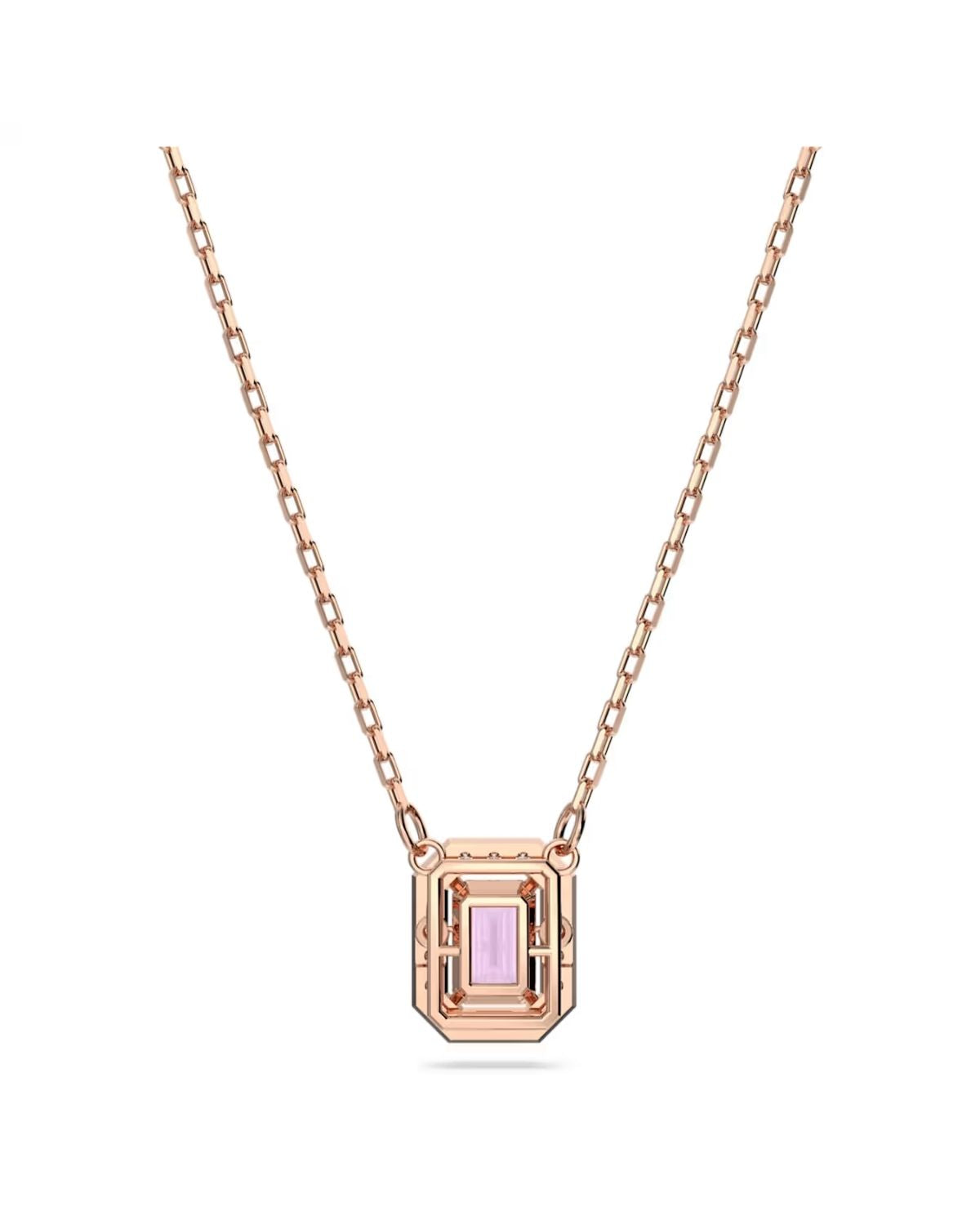 SWAROVSKI Una necklace Octagon cut, Purple, Rose gold-tone plated