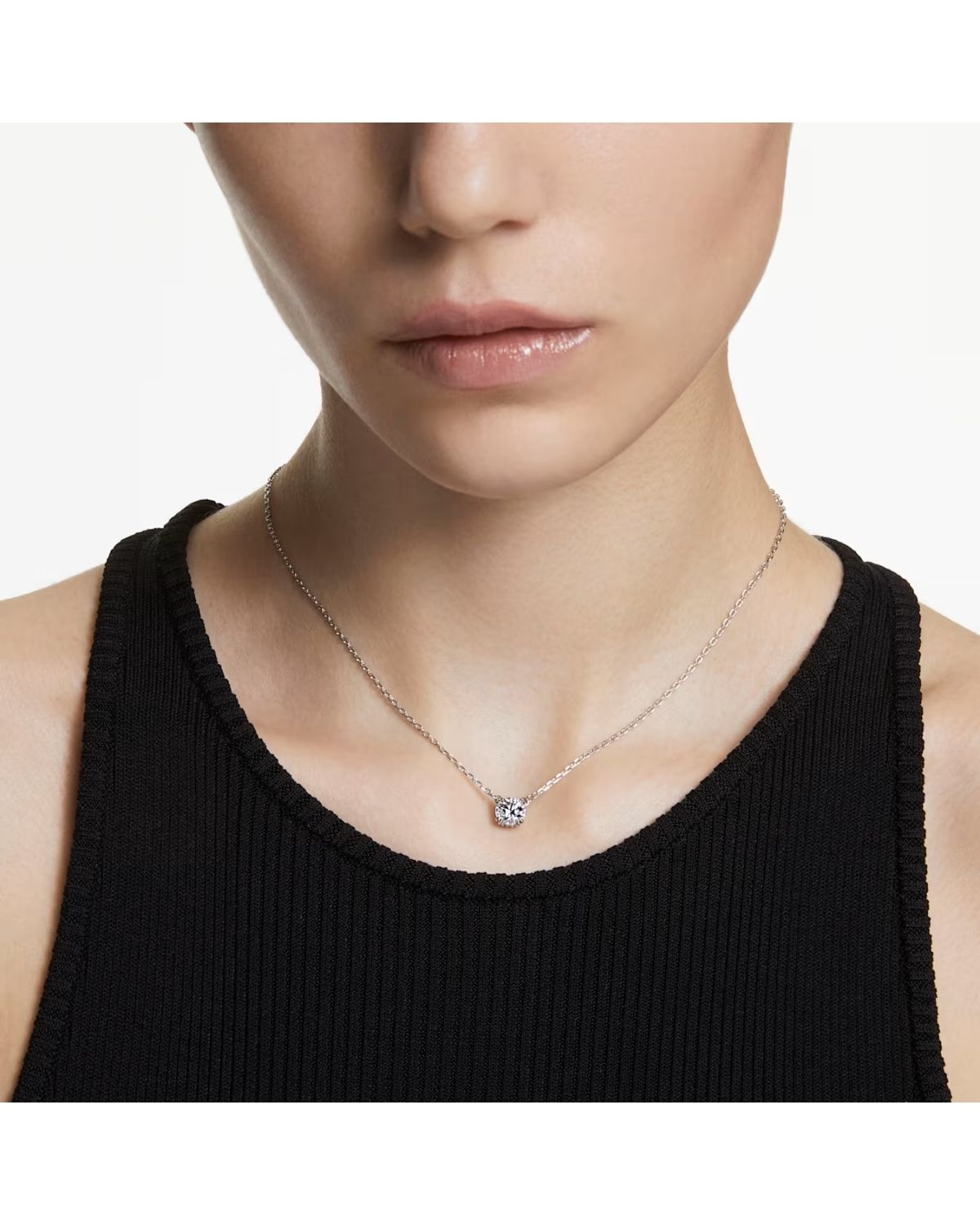 Stilla pendant Round cut, White, Rhodium plated