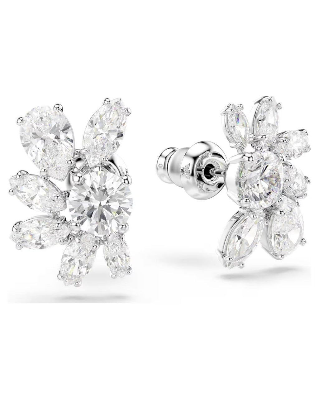 SWAROVSKI Gema Half Flower White Crystal Stud Earrings 5644679