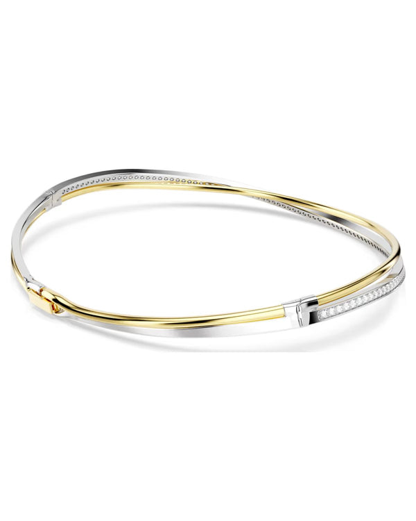 Hyperbola choker Round cut, White, Mixed metal finish