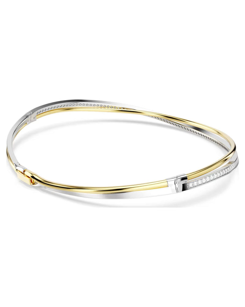 Hyperbola choker Round cut, White, Mixed metal finish
