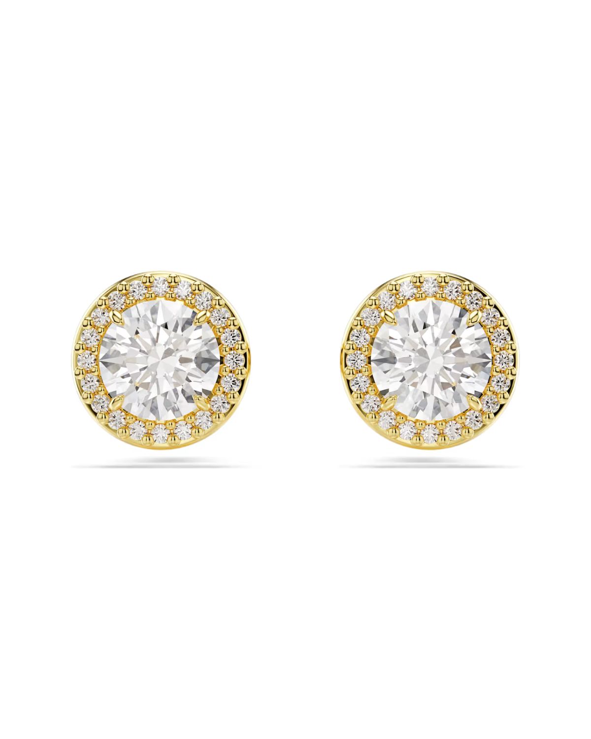Una Angelic stud earrings Round cut, Gold tone, Gold-tone plated 5686637