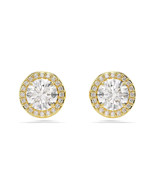 Una Angelic stud earrings Round cut, Gold tone, Gold-tone plated