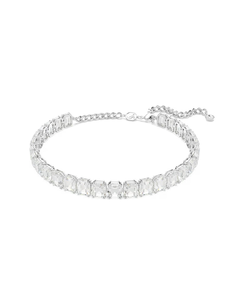 Millenia choker Octagon cut, White, Rhodium plated