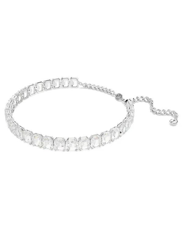 Millenia choker Octagon cut, White, Rhodium plated