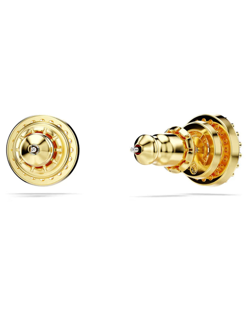 Una Angelic stud earrings Round cut, Gold tone, Gold-tone plated