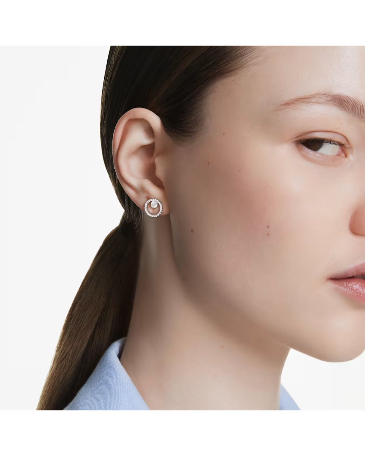 Constella stud earrings Round cut, White, Rhodium plated 5692262