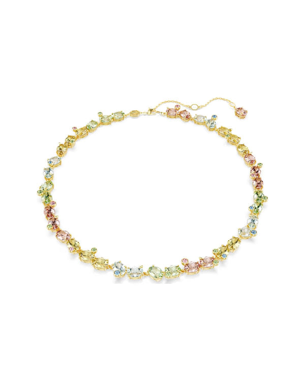 Gema Tennis necklace Mixed cuts, Multicoloured, Gold-tone plated