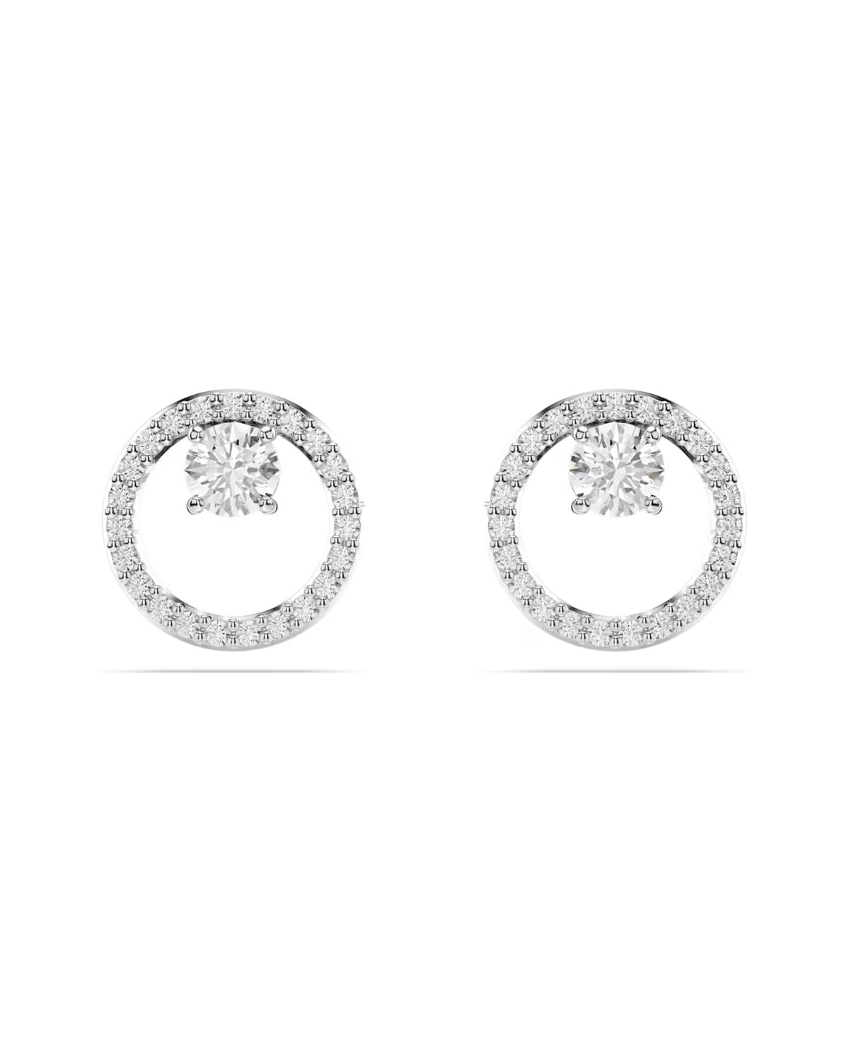 Constella stud earrings Round cut, White, Rhodium plated 5692262