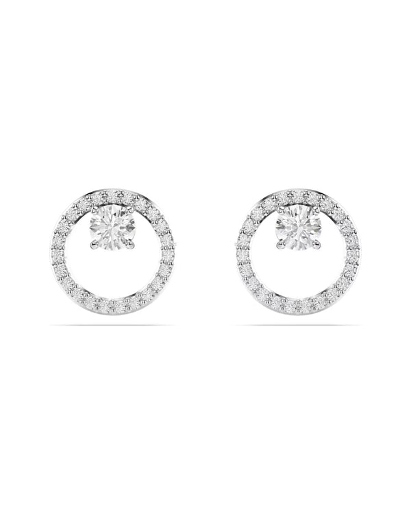 Constella stud earrings Round cut, White, Rhodium plated