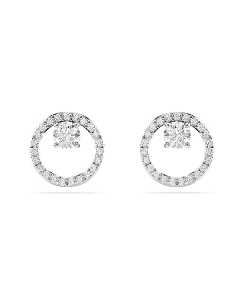 Constella stud earrings Round cut, White, Rhodium plated