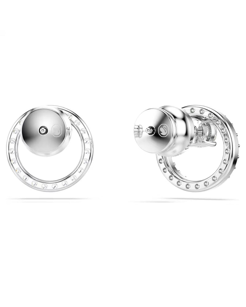 Constella stud earrings Round cut, White, Rhodium plated