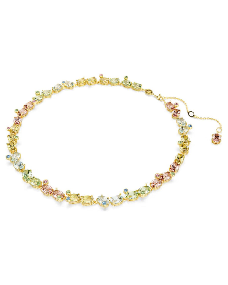 Gema Tennis necklace Mixed cuts, Multicoloured, Gold-tone plated