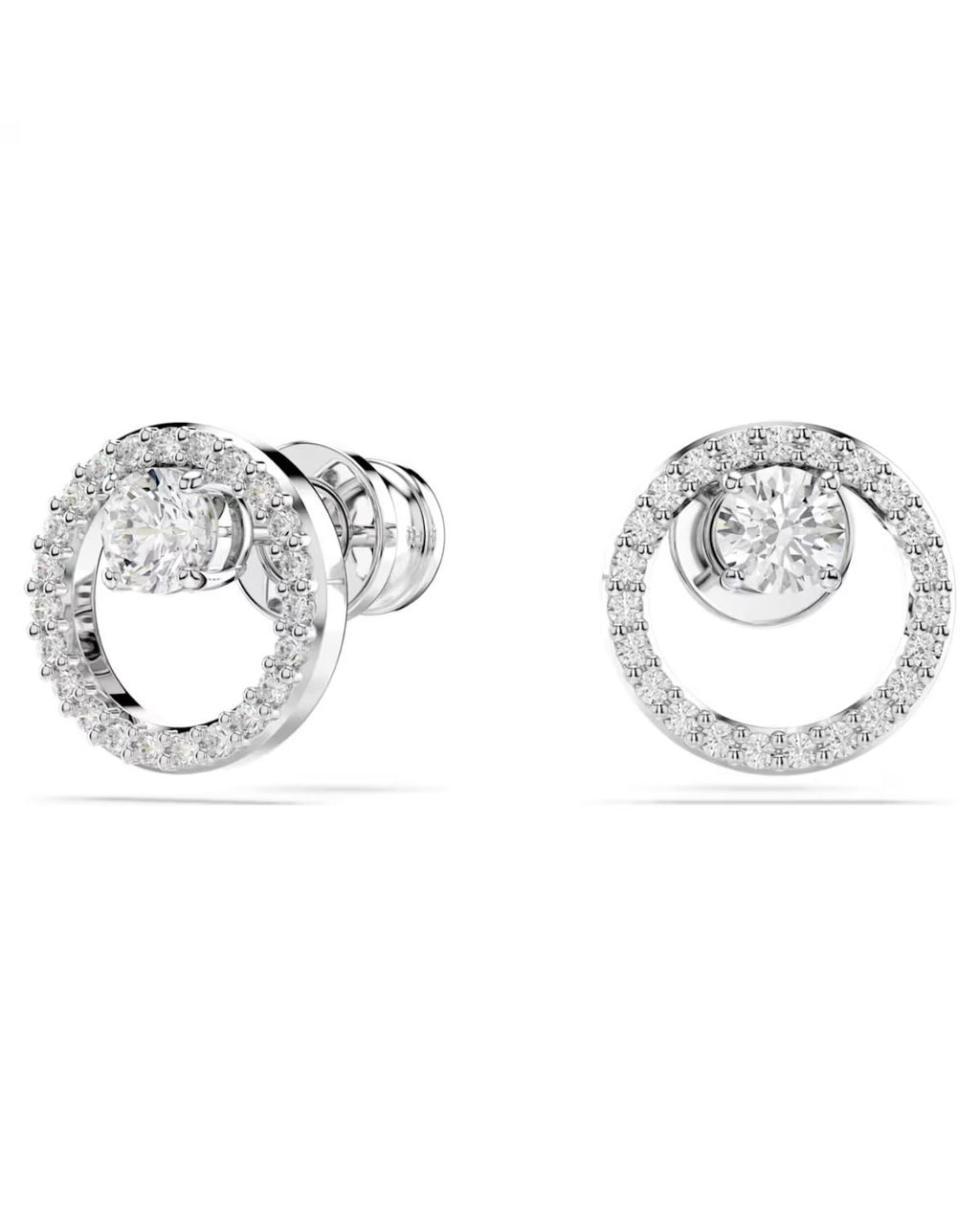 Constella stud earrings Round cut, White, Rhodium plated 5692262
