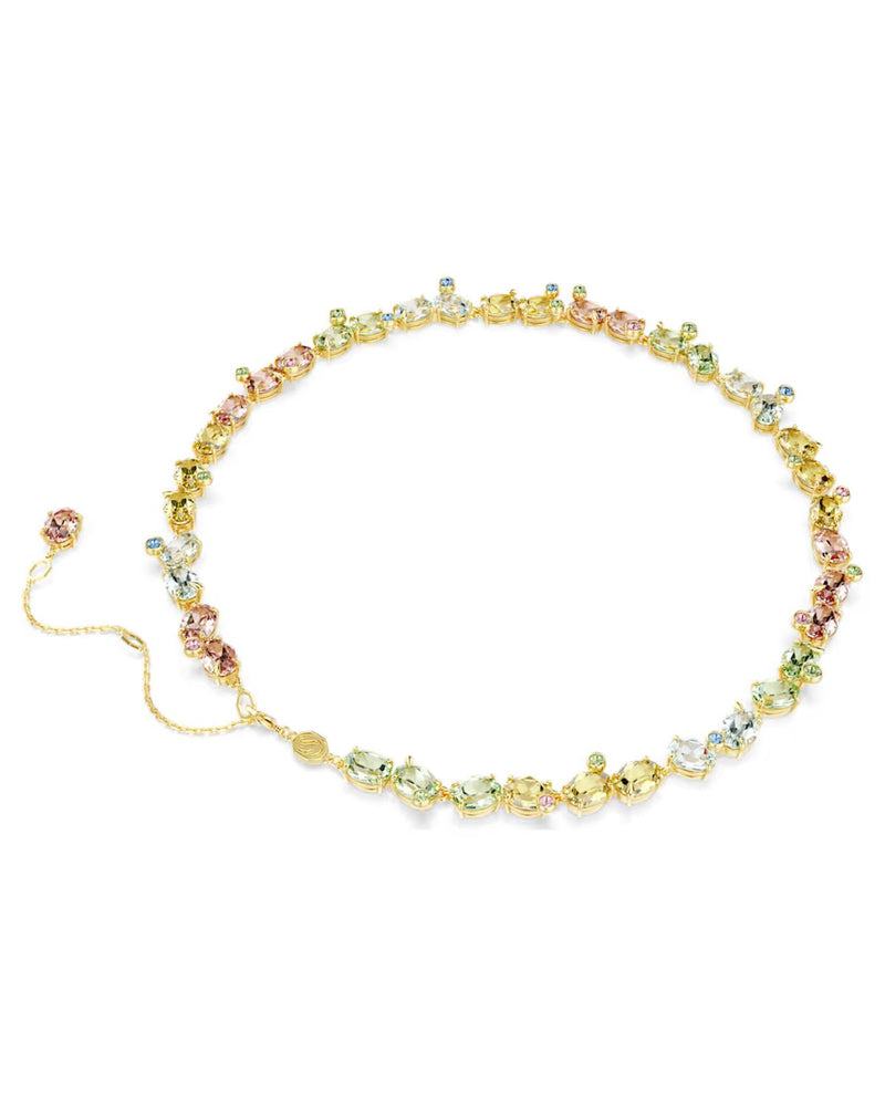 Gema Tennis necklace Mixed cuts, Multicoloured, Gold-tone plated