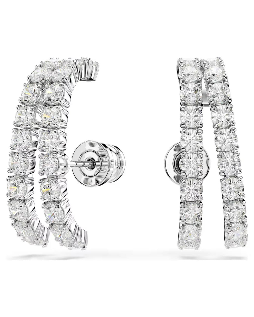 Matrix ear cuffs Round cut, White, Rhodium plated 5705835