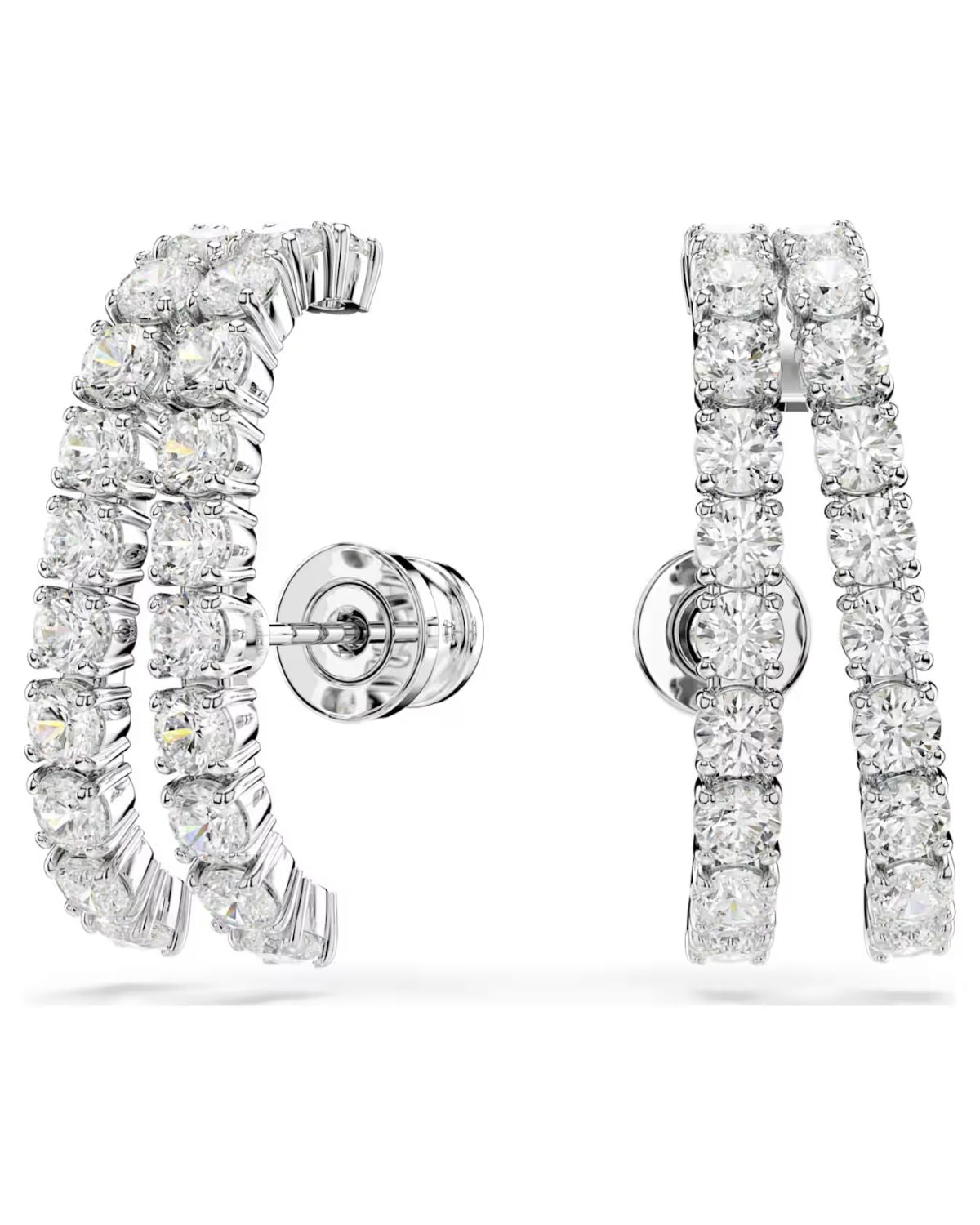 Matrix ear cuffs Round cut, White, Rhodium plated 5705835
