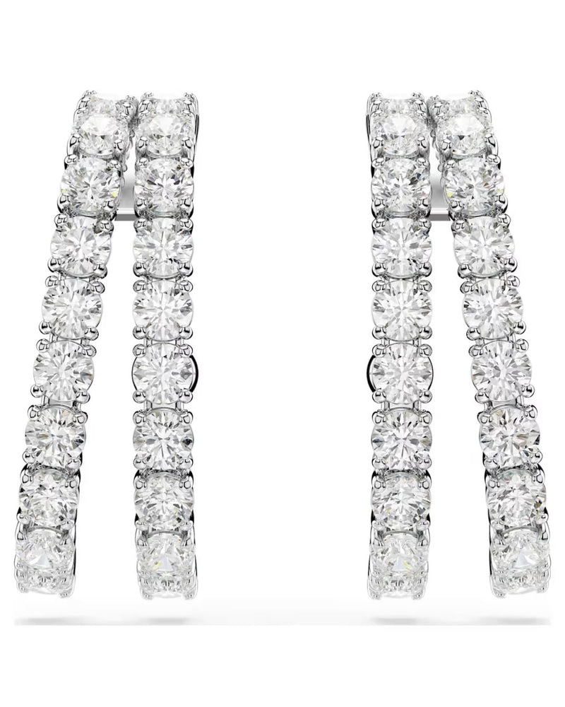 Matrix ear cuffs Round cut, White, Rhodium plated
