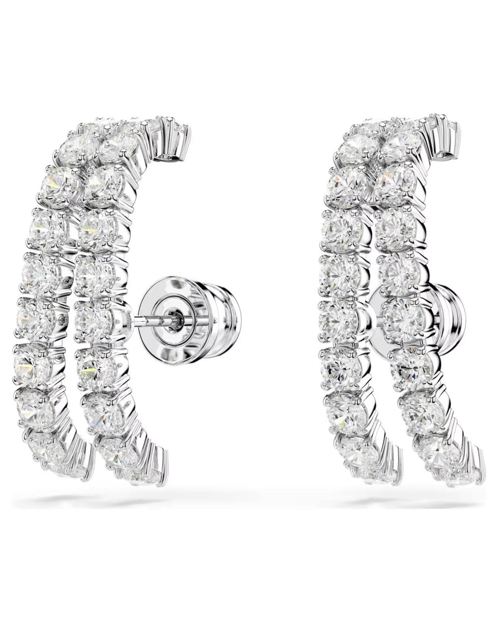Matrix ear cuffs Round cut, White, Rhodium plated 5705835