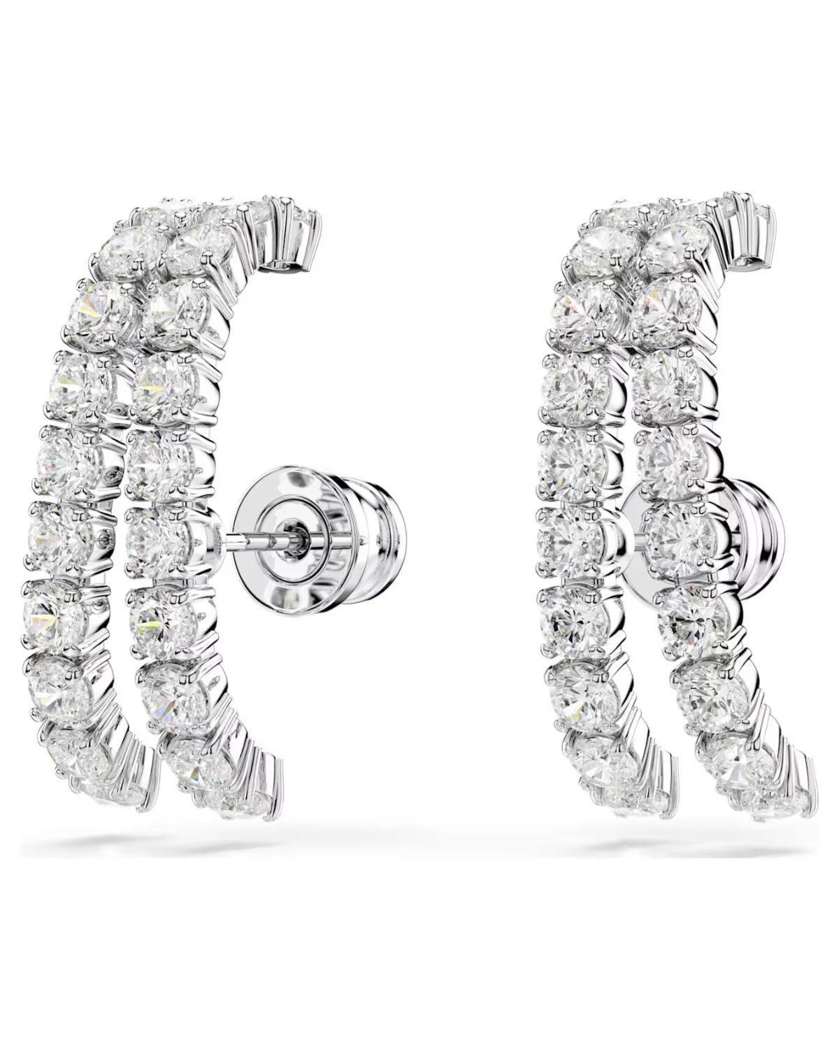 Matrix ear cuffs Round cut, White, Rhodium plated 5705835
