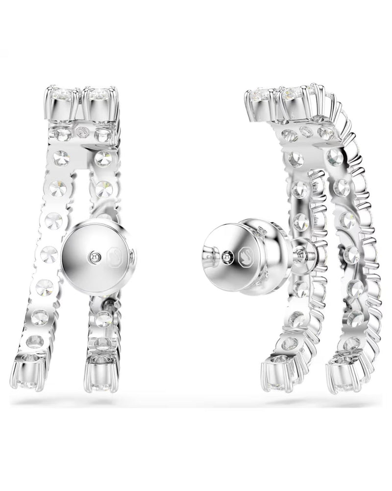 Matrix ear cuffs Round cut, White, Rhodium plated