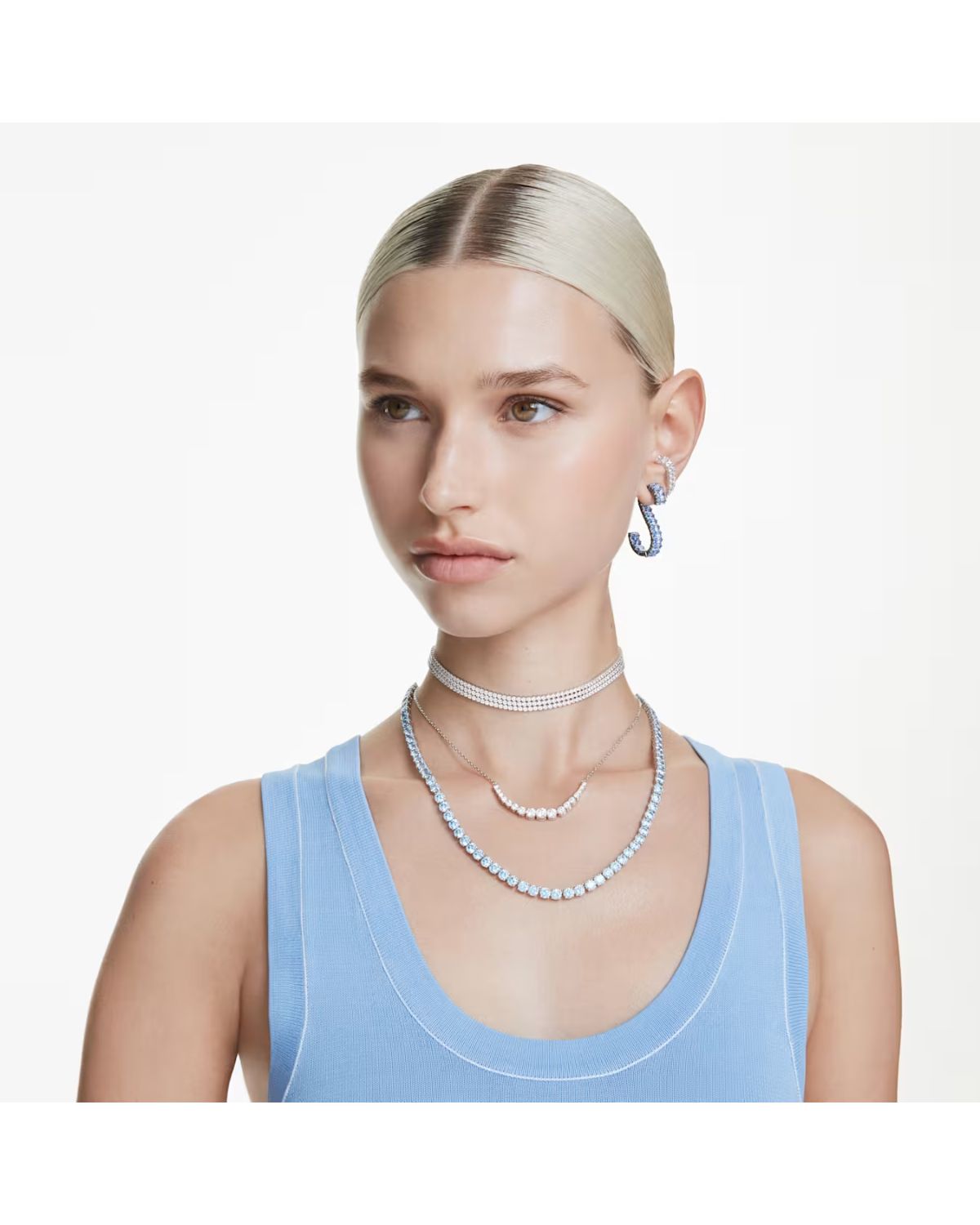 Matrix ear cuffs Round cut, White, Rhodium plated 5705835