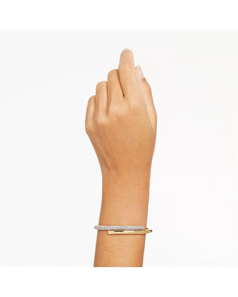 Dextera bangle Magnetic closure, White, Gold-tone plated