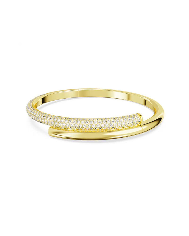 Dextera bangle Magnetic closure, White, Gold-tone plated